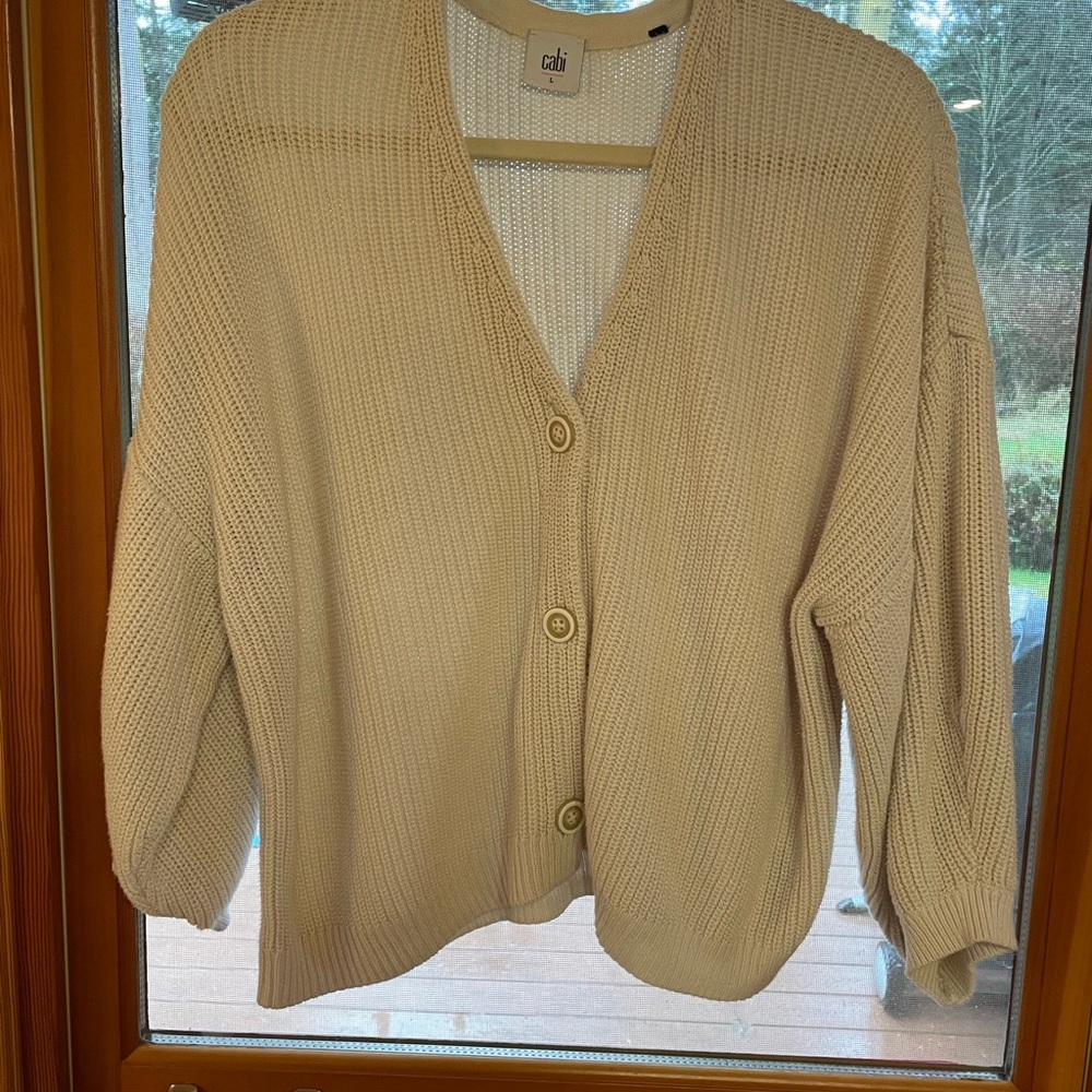 CAbi Cream Button-Up Cardigan-EUC - Picture 2 of 3